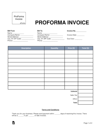 proforma invoice vs purchase order